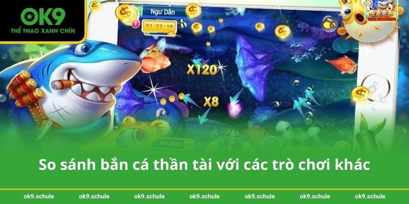 So sánh bắn cá thần tài với các trò chơi khác tại casino OK9